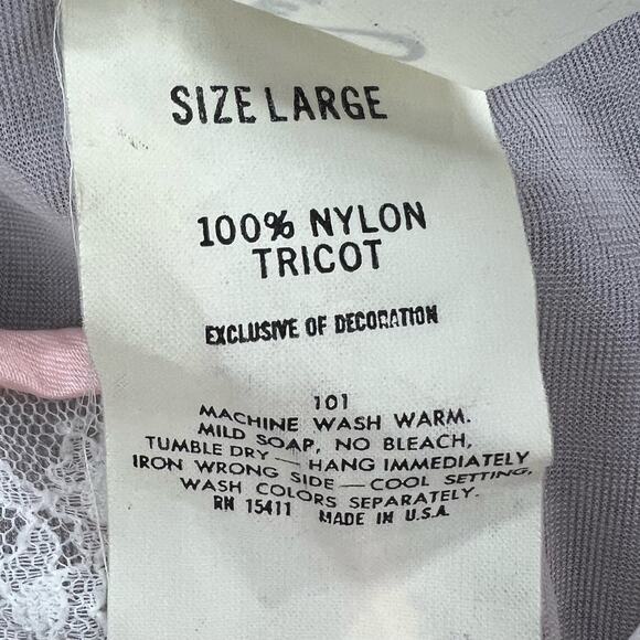 Vintage 60s 70s Peignoir Negligee L Pink Floral Nylon Lace Sheer Retro Feminine - Picture 12 of 13